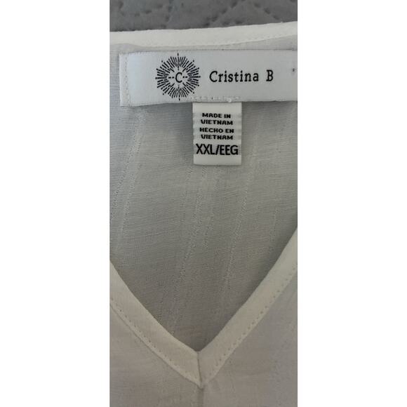 Christina B sz 2X, XXL White 2 Layer V Neck Slvls Beautiful Ethereal Tunic - Picture 4 of 9